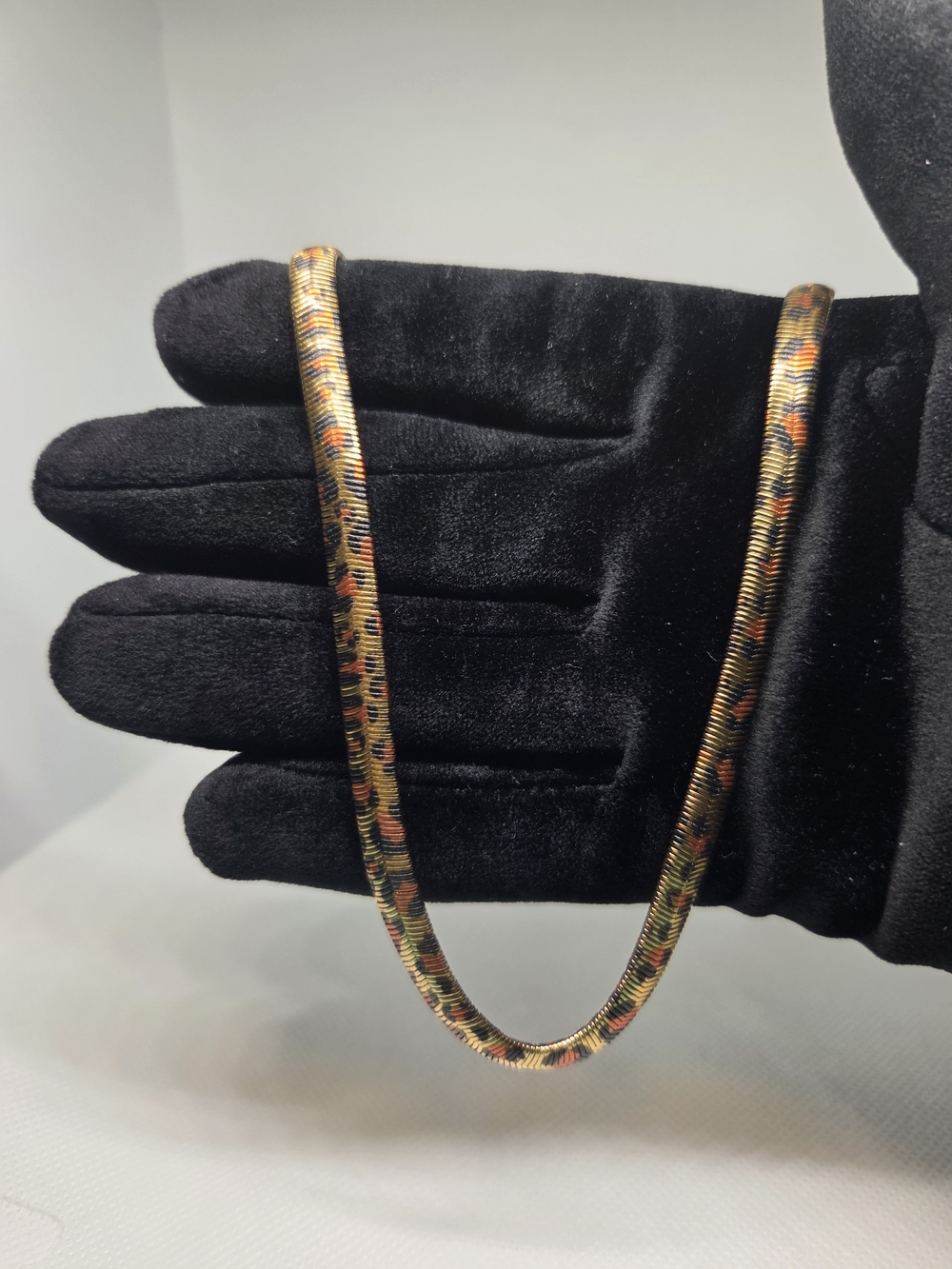 Cheetah Print Snake Necklace In Stainless Steel